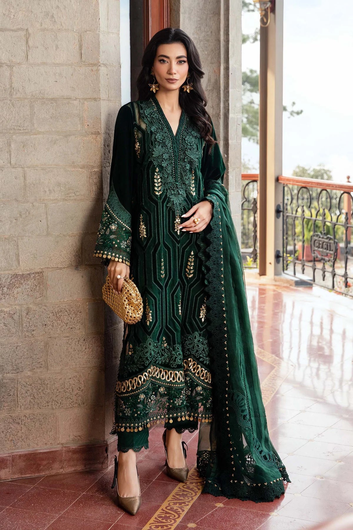 Maria B. Embroidered Suit | DL-1212 | Stitched by Rang | Inspired