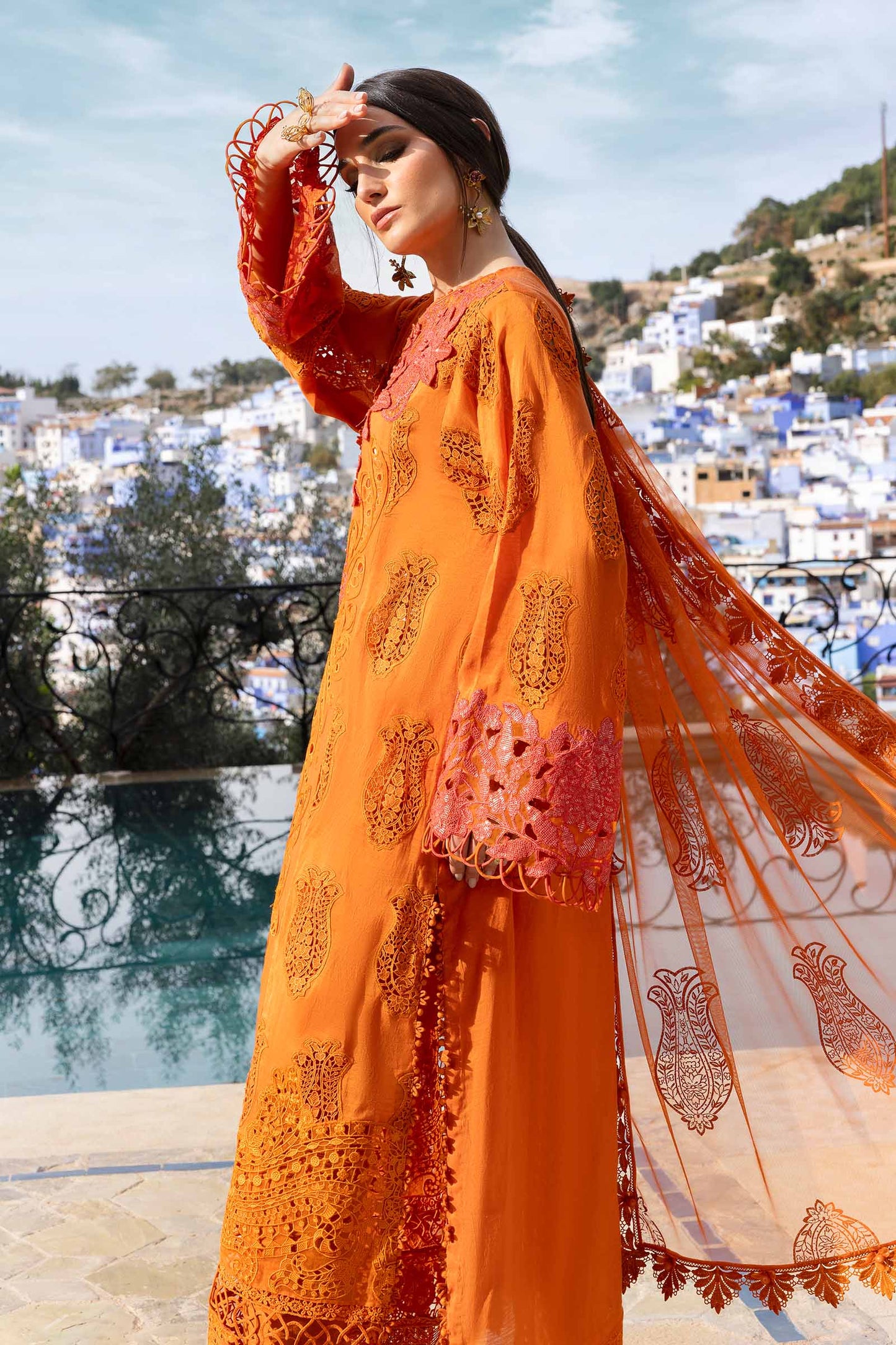 Inspired Stitched Maria B Embroidered Dobby Lawn Suit | D-2505-B | Stitched by Rang