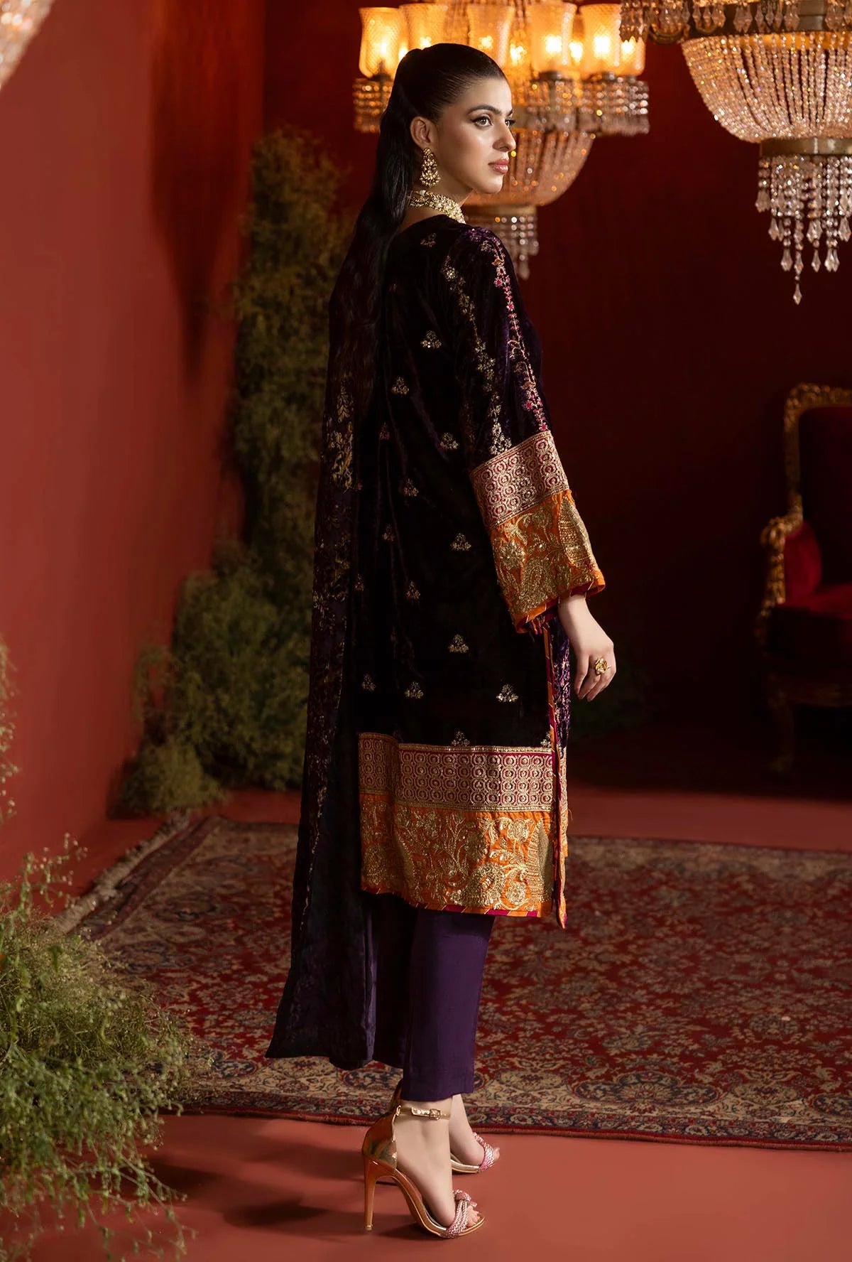 Stitched Adan's Velvet PLACHI Collection | PL-1419 | Stitched by Rang