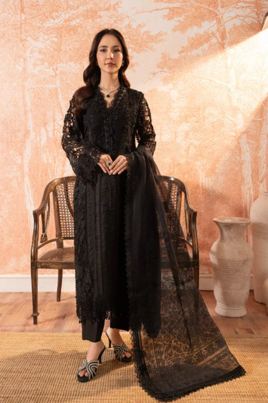 Maria B. | Stitched by Rang | Luxury Organza | Inspired | D-2409-A(Black)