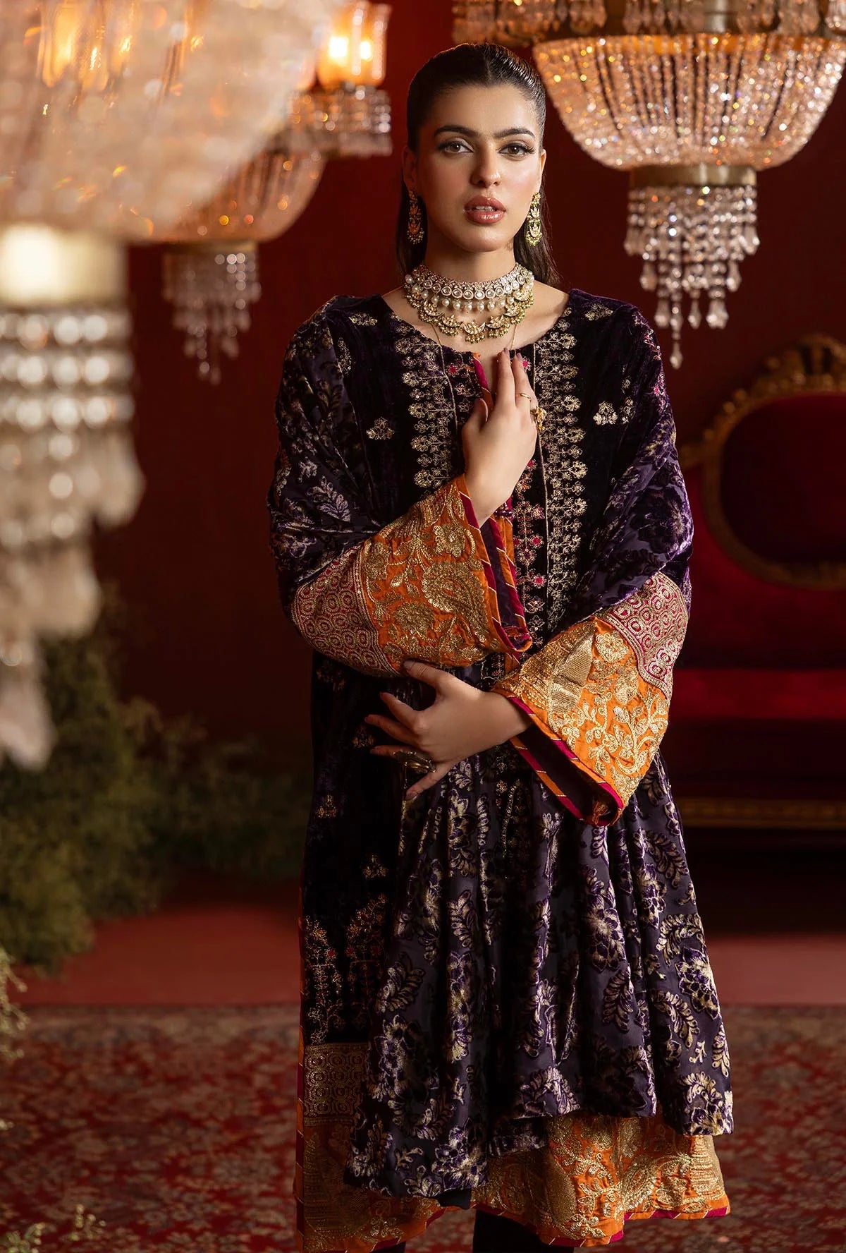 Stitched Adan's Velvet PLACHI Collection | PL-1419 | Stitched by Rang