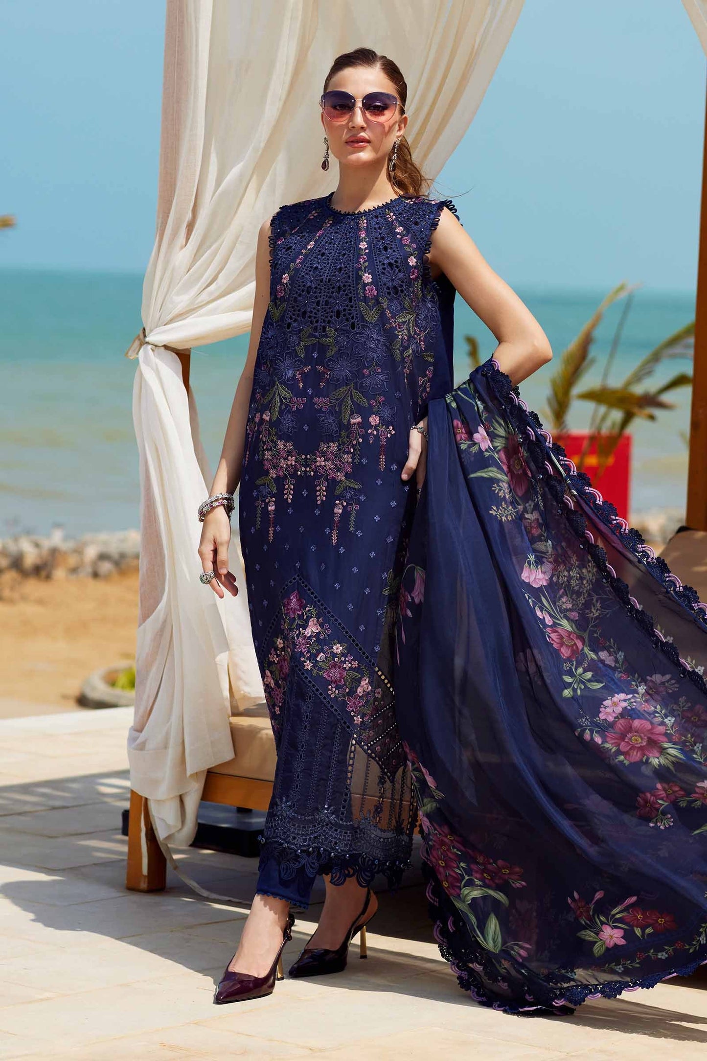 Maria B Stitched Embroidered LAWN-25-10 | Inspired | Stitched by Rang