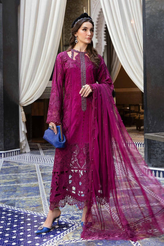 Inspired Stitched Maria B Embroidered Dobby Lawn Suit | D-2502-B | Stitched by Rang