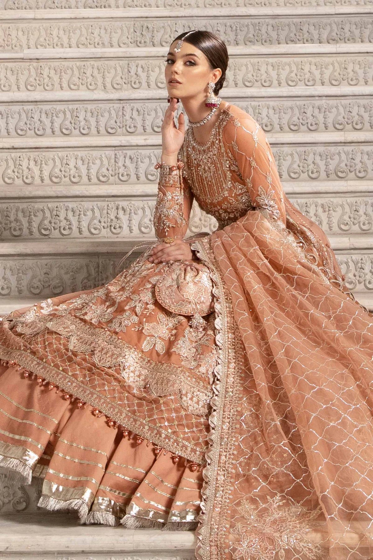 Maria B. Wedding Collection by Rang | Inspired Embroidered Suit | BD-2804 | Stitched by Rang