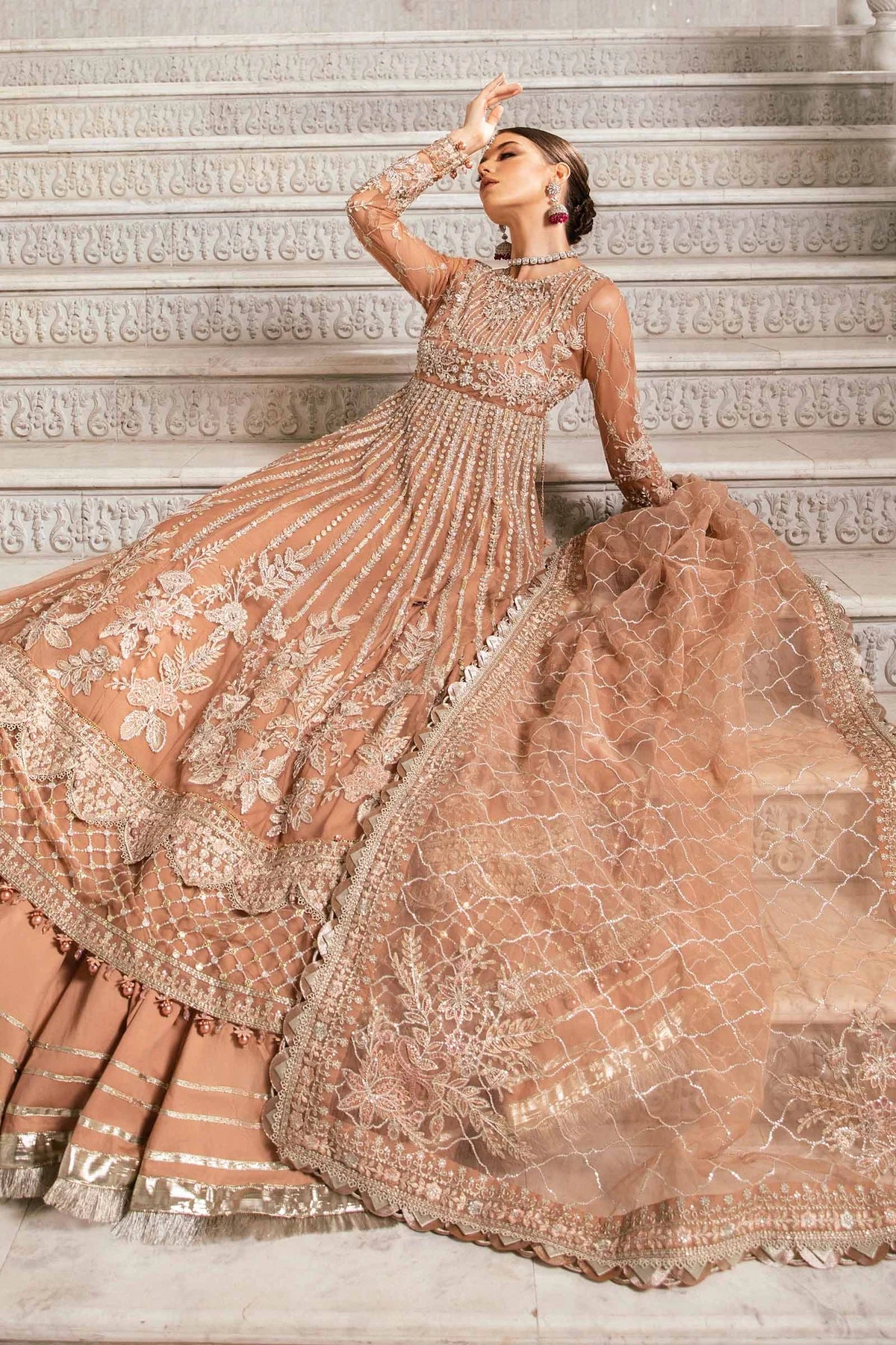 Maria B. Wedding Collection by Rang | Inspired Embroidered Suit | BD-2804 | Stitched by Rang