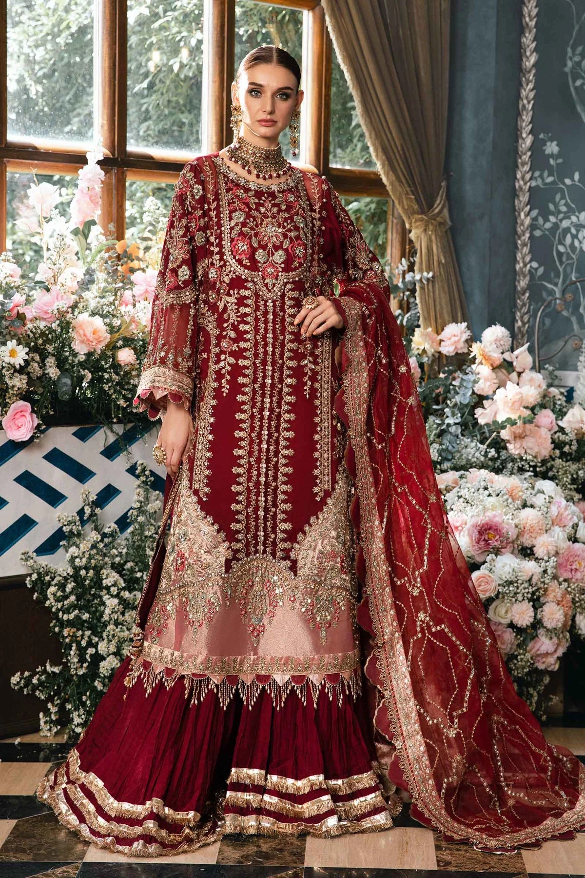 Maria B. Wedding Collection by Rang | Inspired Embroidered Suit | BD-2807 | Stitched by Rang