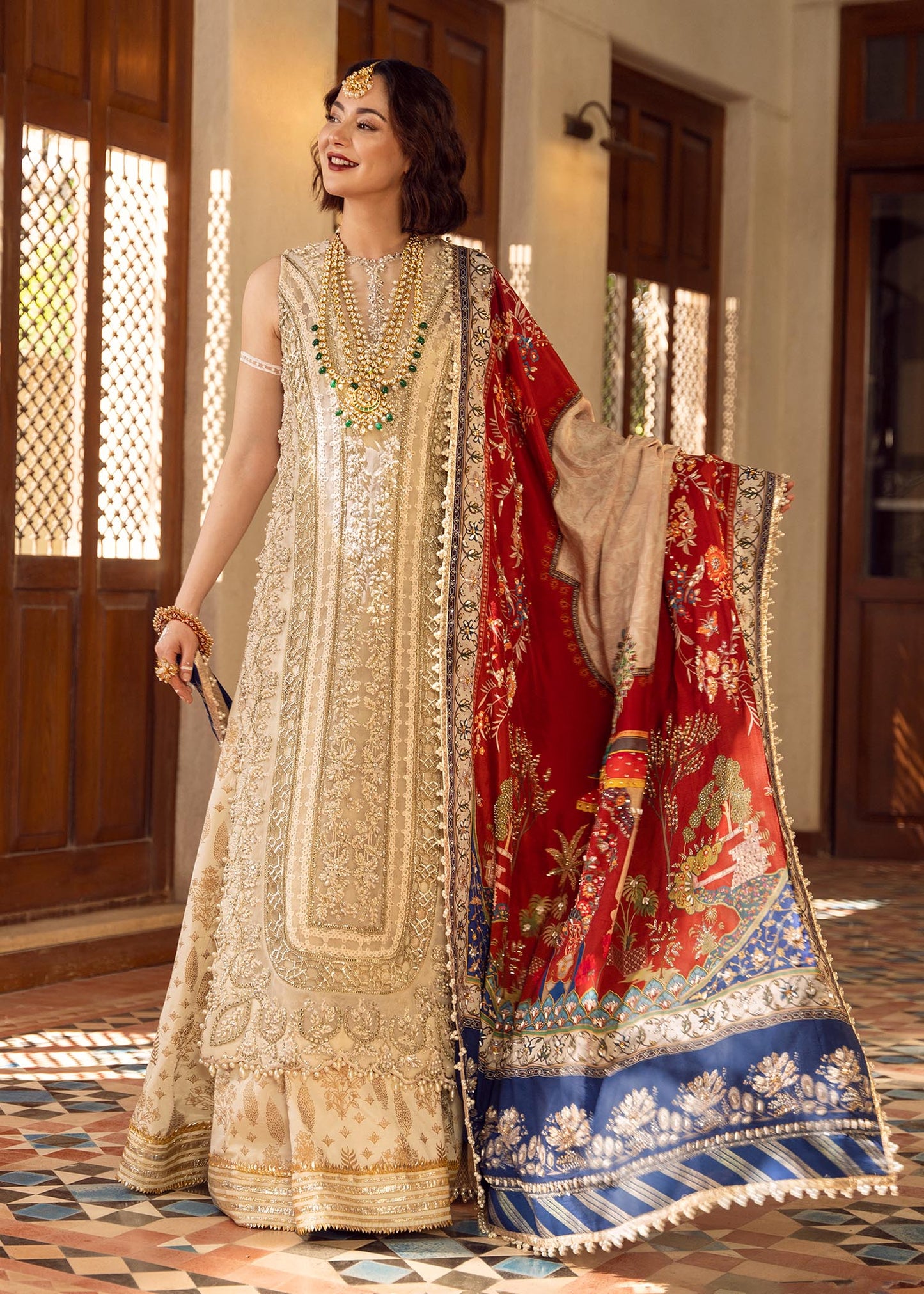 Saira Shakira by Crimson | White Wedding Wear | Stitched by Rang | Wedding Dress