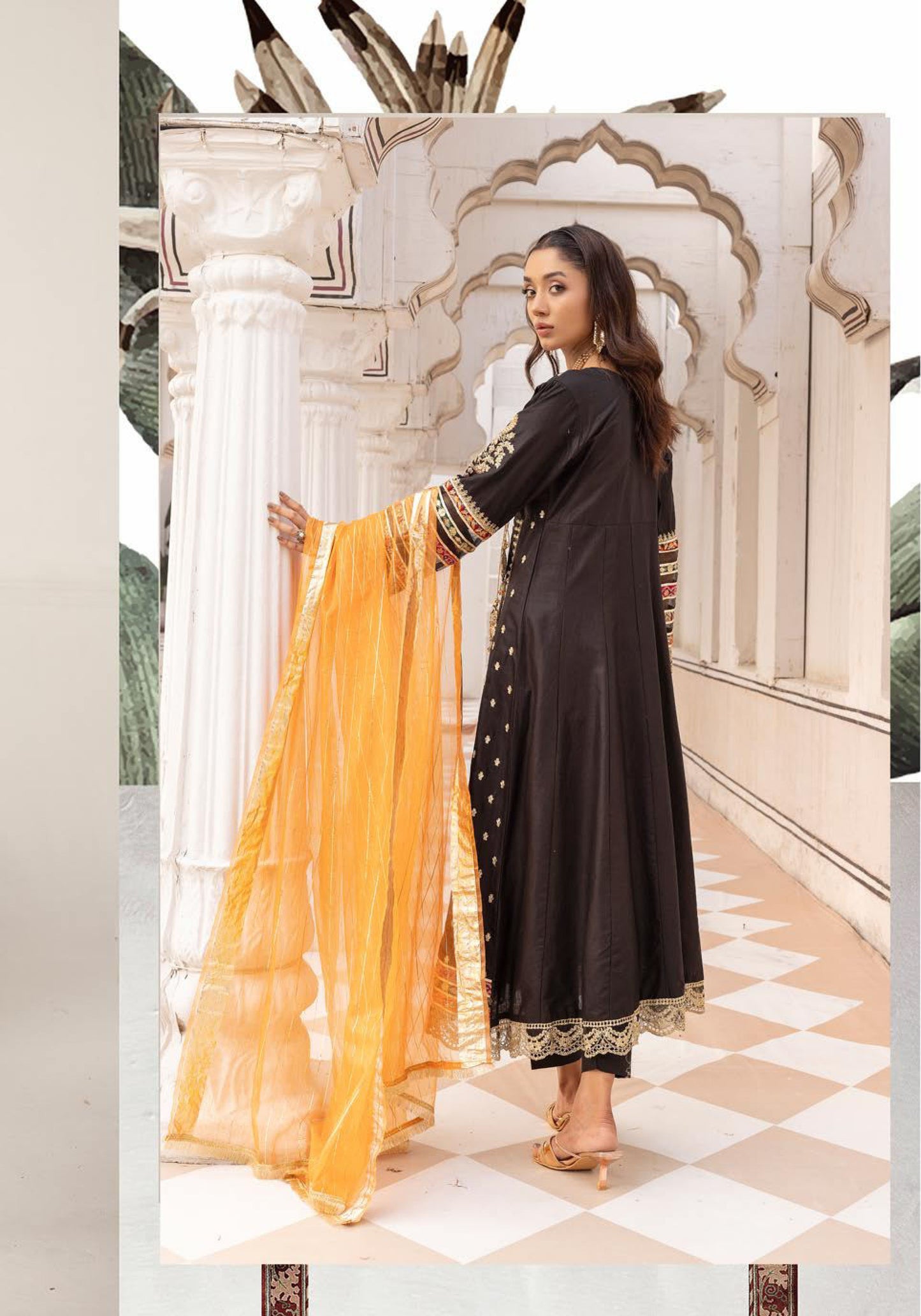 Stitched Simrans Traditional Black Dress | Karma Lux Series | Stitched by Rang